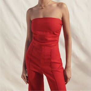 Reformation Red Linen Top